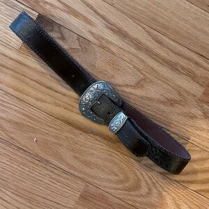Source Unknown Black Belt with Intricate Silver Buckle